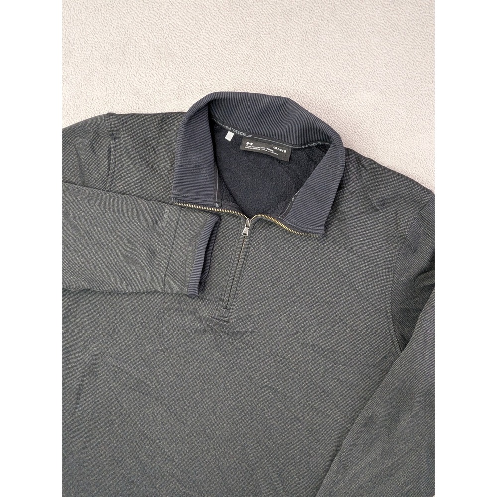 Under Armour Men's L/G Charcoal Black Quarter Zip Pullover Sweatshirt Storm